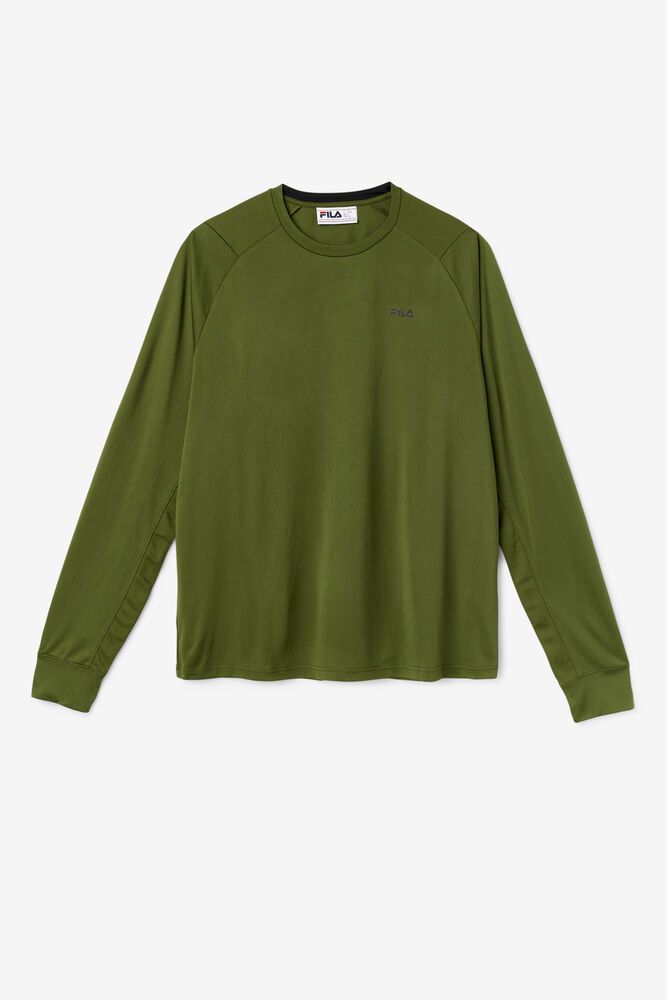 Fila T-Shirt Mens Olive - Jazam Long Sleeve Crew - Philippines 7139846-XA